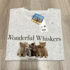 ユニクロ キャット・フォトグラフUT半袖 WOMENライトグレーL