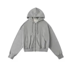 完売品　Nnien 短丈ジップアップパーカー　グレー　Mサイズ