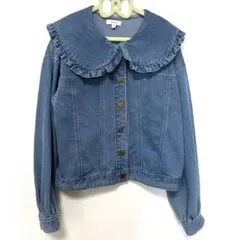 エニィファム フリル付きデニムジャケット Gジャン ハートボタン Mサイズ