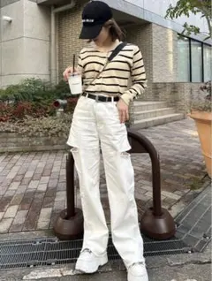 GRL スリットダメージワイドパンツ[gm633]