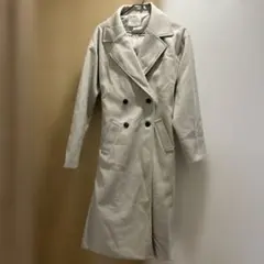 フリース ダブルブレスト ロングコート ライトベージュ