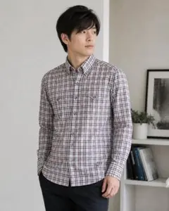 美品 バーバリーブラックレーベル シャツ M チェック 刺繍ロゴ メンズ