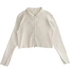 Y2K wzip knit cardigan ivory