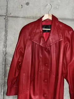 90s 00s archive red leather coat ,
