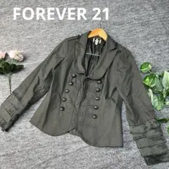 FOREVER 21 テーラードジャケット　カーキ　ボタン　フリル袖　Lのサムネイル