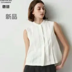 新品未使用⚑UNIQLOコントワーデコトニエ リネンブレンドブラウス ユニクロS