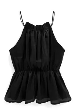 GRL ホルターネックオーガンジーペプラムトップス[ac2397] ブラック