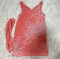 花柄ノースリーブワンピース (スカーフ付き)