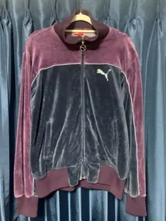 PUMA ベロア トラックジャケット パープル/ネイビー Lサイズ