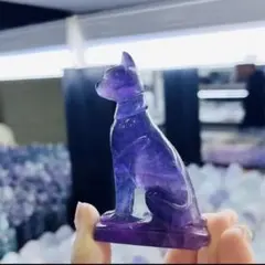 猫型彫刻天然石フローライトハンドメイド ブレスレット 猫型彫刻天然石フローライトハンドメイド ブレスレット - メルカリ