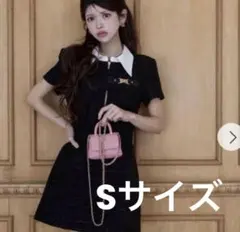 randyアシンメトリーツイードハーフスリーブドレス S