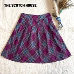 古*子様 THE SCOTCH HOUSE スカート 38 チェック フレア 紫のサムネイル