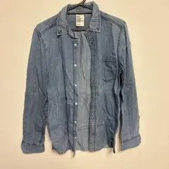 H&M デニム長袖シャツ XS ダメージ有り