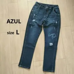 AZULダメージ加工 デニムパンツジーンズアズールL Y2Kハイウエストのサムネイル