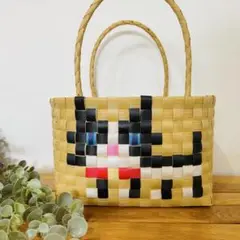 ハチワレ　ネコ　猫★プラカゴ★散歩バッグ★プラバッグ　エコバッグ　PPバンド