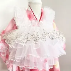 七五三3歳被布チュール被布オーガンジーワンピースエプロンスカート浴衣着物　七五三