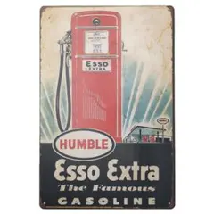 新品 ブリキ看板 HUMBLE Esso Extra Gasoline エッソ