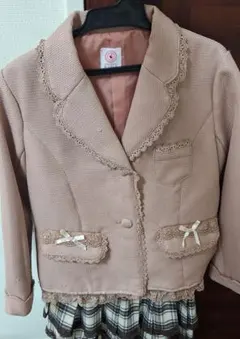 ピンク レース付きジャケットスカートセット