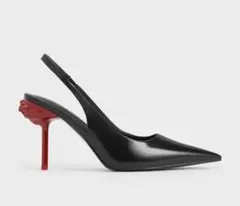 Florフロールローズヒールスリングバックパンプス