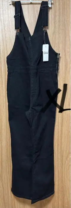 GU ジーユー　デニムスリムサロペットパンツ　NT+E XL ブラック