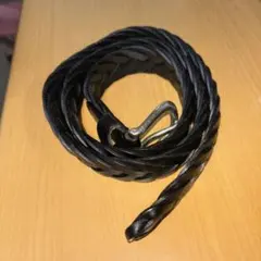 数回使用 黒 編み込みレザー ベルト