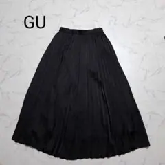 GU プリーツロングスカート ブラック 黒 S ウエストゴム レディース