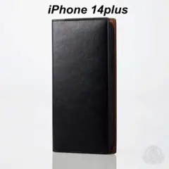 iPhone 14 Plus スマホ 手帳型 ケース ソフト レザー ネロ 1個