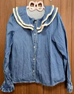 H&Mデニムフリル襟長袖シャツ120〜130