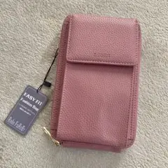 R・BOOM 合皮　ピンク スマホショルダーバッグ　財布　スマホポシェット