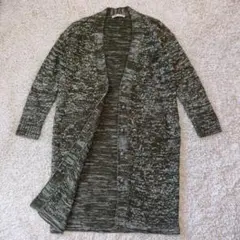 ケーブルニット ロングカーディガン 長袖 グリーン