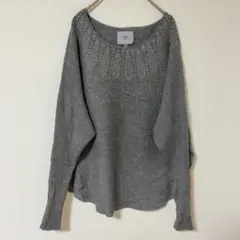 LIV MILANO【Ｌ】ラインストーン付 ドルマンニット グレー ゆったり