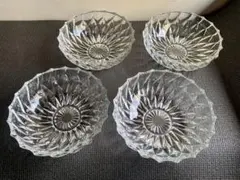 ☆【昭和レトロ】HOYA クリアガラス 星形ボウル4個セット