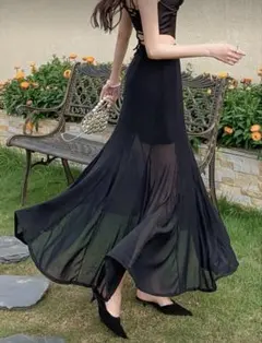 SHEIN　シーイン　DAZY　ロングスカート　ブラック