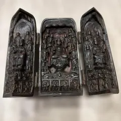 中国骨董品 三開仏】乾隆年製 諸尊仏龕 枕本尊 木彫り 仏像 | Mercari