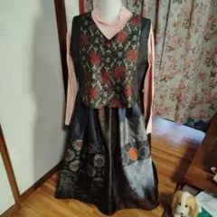 お値下！大島紬のスカート＆ベスト〜セット