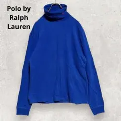 ラルフローレン タートルネックカットソー L 青 90s ポニー刺繍 古着MIX