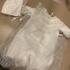 ホワイト セレモニードレス 帽子付き　50-60サイズ