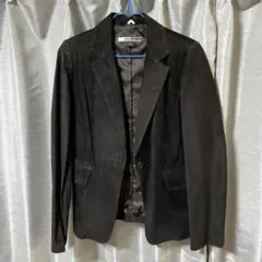 ダークブラウン スエード テーラードジャケット　本豚革