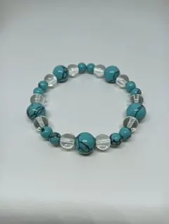 148天然石ターコイズ　水晶AAA パワーストーンブレスレット