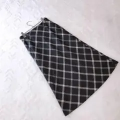 ノーブランド スカート ミディ丈スカート ギンガムチェック フレアロングスカート