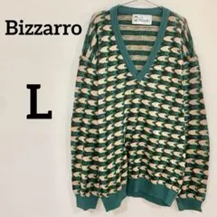 【Bizzarro イタリア製 総柄 Vネック ニット セーター L】のサムネイル