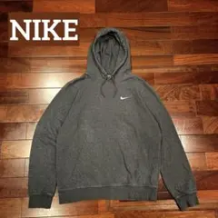 NIKE パーカー グレー チャコール 刺繍ロゴ M ナイキ ワンポイント