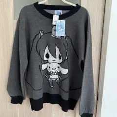 新品　初音ミク×シナモロール コラボ ニットプルオーバー チャコールグレー L