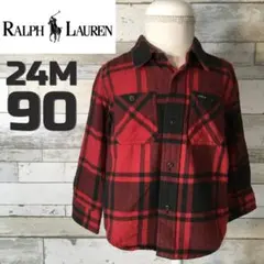 ラルフローレン　男の子　キッズ　24M　90　チェックシャツ　長袖