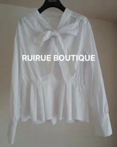 RUIRUE BOUTIQUE リボンタイ 長袖ブラウス ホワイトのサムネイル