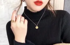 裏起毛 タートルネック ブラック ハイネック ニット セーター リブ 送料無料