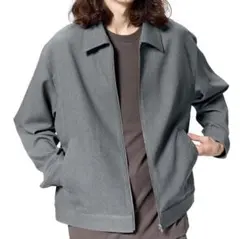 GU グレー　ジップアップシャツジャケット　ブルゾン　Sサイズ