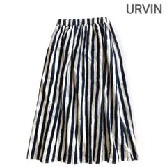 アービン URVIN ロングスカート ネイビーホワイト ストライプ ゴム 日本製のサムネイル