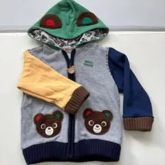 【美品】ミキハウス クマ刺繍パーカー 90cm