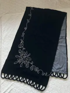 タグ付き・未使用　和装用ショール　ベルベット　黒　刺繍・ビーズ
